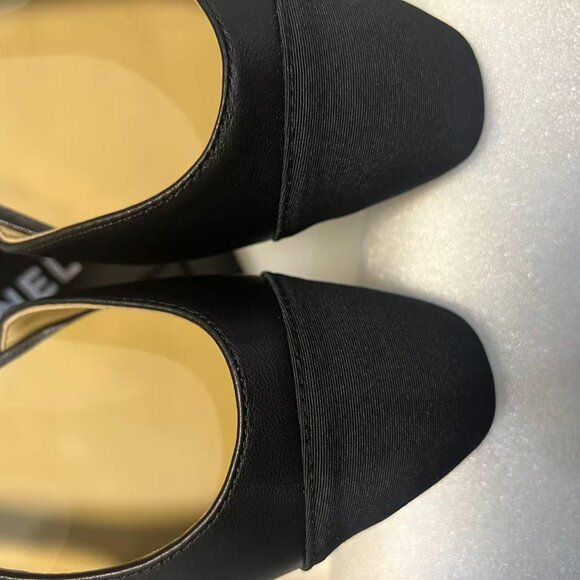 NEW CHANEL Black Slingback Flats Size 39 - Goatskin & Grosgrain - Picture 6 of 7